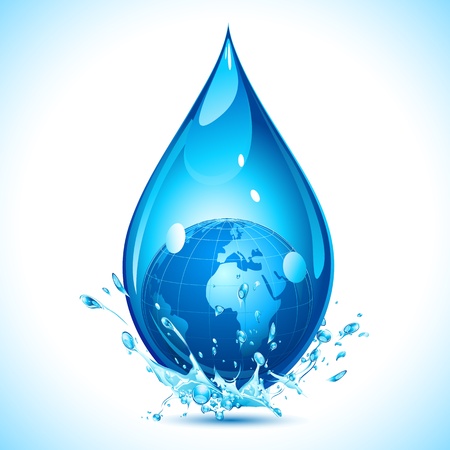 illustration of globe inside water drop on abstract backgroundのイラスト素材