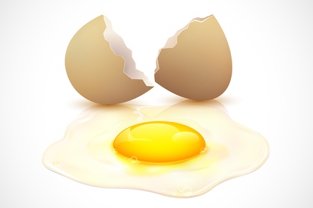 illustration of broken egg on the floor with yolkのイラスト素材