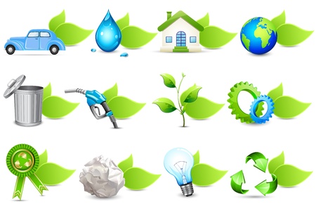 illustration of set of different element for recycle with leafのイラスト素材