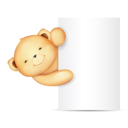 illustration of cute teddy bear holding blank boardのイラスト素材
