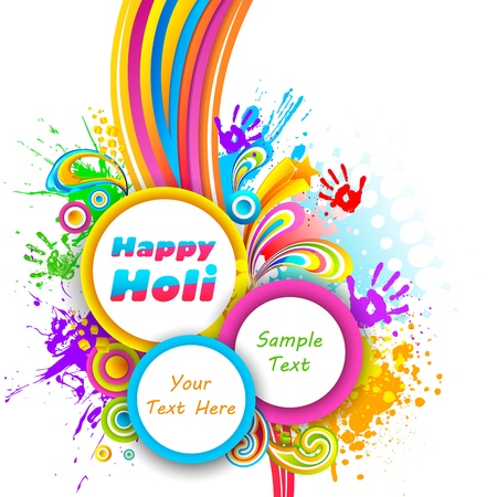 illustration of holi background with hand print and colorful splashのイラスト素材