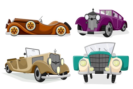 illustration of vintage car on white backgroundのイラスト素材