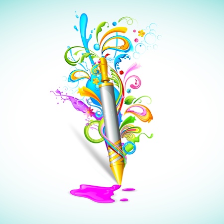 illustration of colorful floral swirl around Holi pichkariのイラスト素材