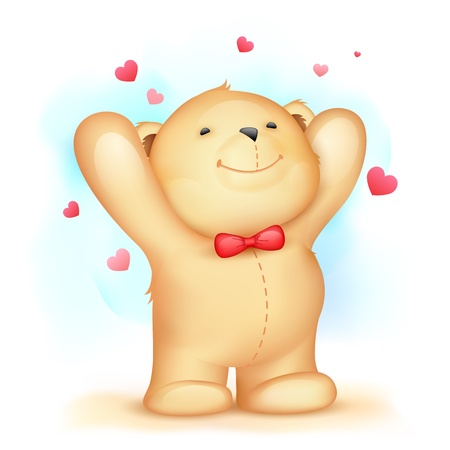 illustration of cute teddy bear on love backgroundのイラスト素材