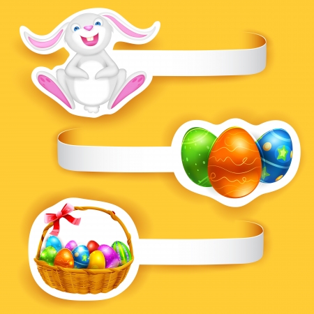 illustration of set of Happy Easter label with elementのイラスト素材
