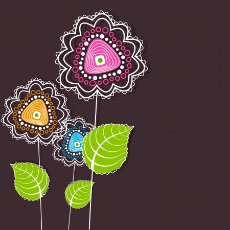 illustration of colorful retro flower on plain backgroundのイラスト素材