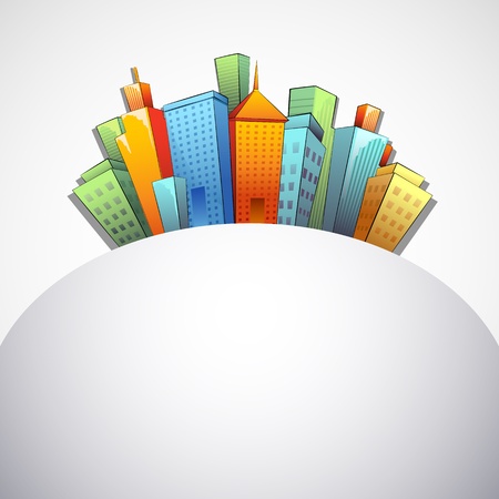 illustration of colorful building and skyscraperのイラスト素材