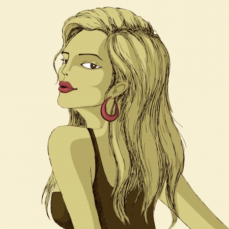 illustration of fashionable woman posing sensuallyのイラスト素材