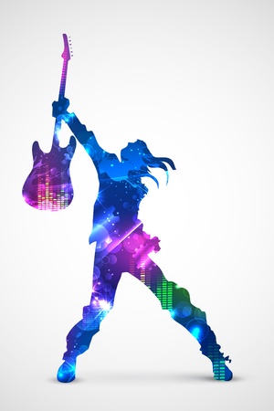 illustration of rock star with guitarfor musical design illustration of rock star with guitarfor musical design