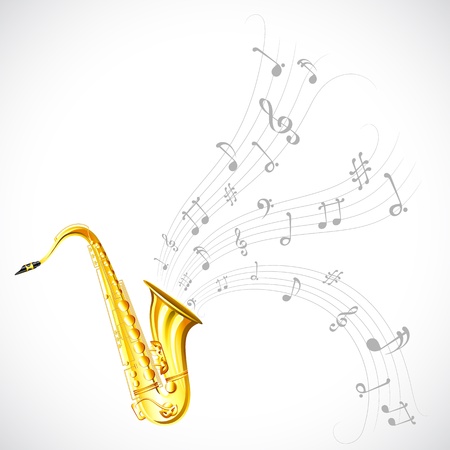 illustration of wavy music tune from saxophoneのイラスト素材