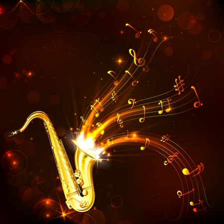illustration of wavy music tune from saxophoneのイラスト素材