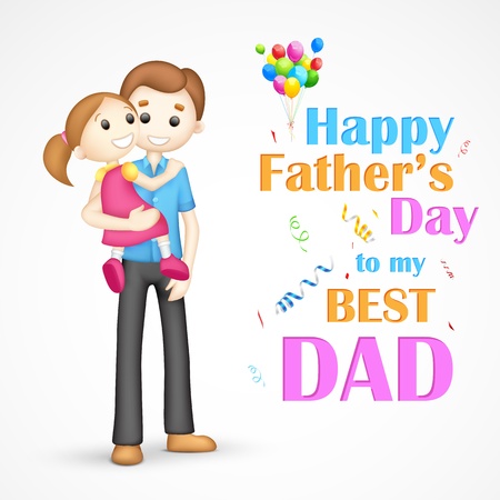 illustration of father holding daughter in his arm in Father s Dayのイラスト素材