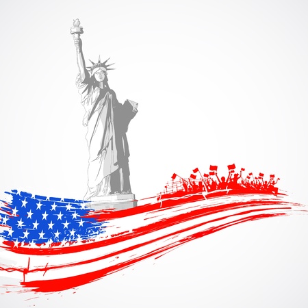 illustration of Statue of Liberty with American flag for Independence Dayのイラスト素材
