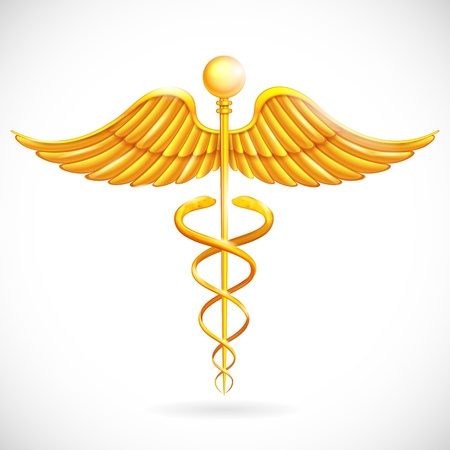illustration of medical symbol gold caduceusのイラスト素材
