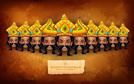 illustration of Raavana with ten heads for Dussehra