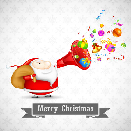 illustration of Santa Claus holding megaphone for distributing Christmas giftsのイラスト素材