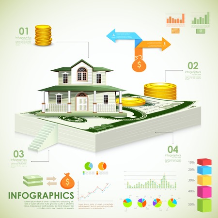 illustration of Real estate Infographic showing housing related informationのイラスト素材