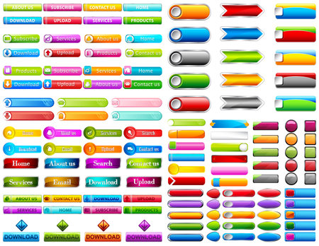 illustration of collection of colorful web buttonのイラスト素材