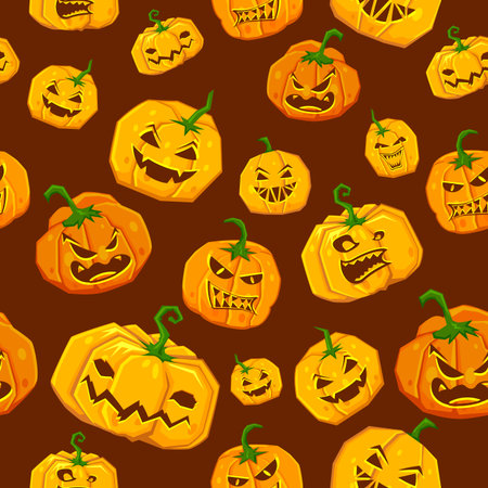illustration of set of pumpkin seamless background for Halloweenのイラスト素材