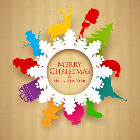 illustration of Paper Christmas Background with snowflakesのイラスト素材