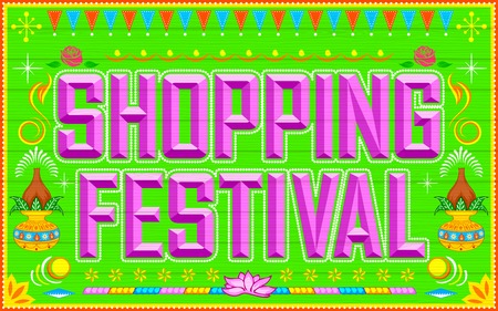 illustration of shopping festival background in truck paint styleのイラスト素材