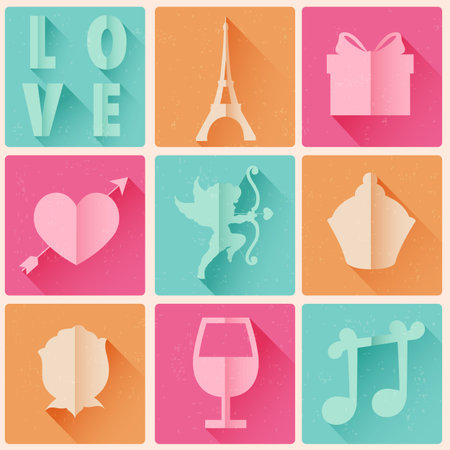 illustration of retro love background for happy valentines day cardのイラスト素材