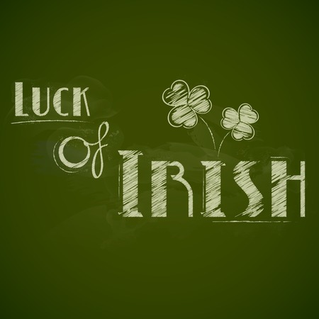 illustration of Saint Patricks Day background with clover leaf in chalkboardのイラスト素材
