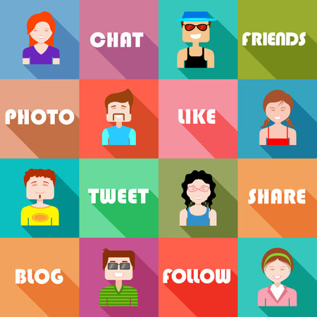 illustration of flat design for social networking conceptのイラスト素材