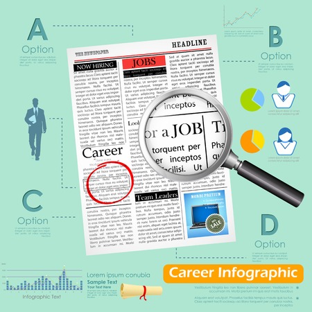 illustration of career infographics with job searchのイラスト素材
