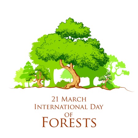 illustration of International Day of Forest with green treeのイラスト素材
