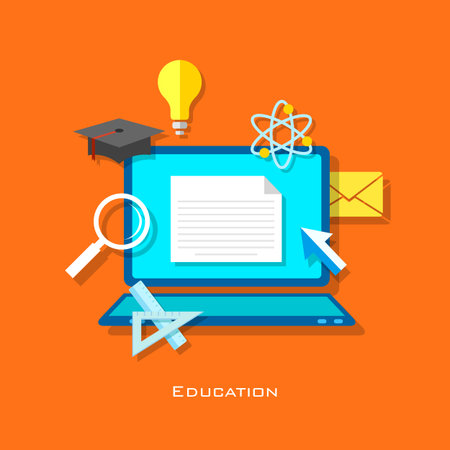 illustration of e learning concept in flat styleのイラスト素材