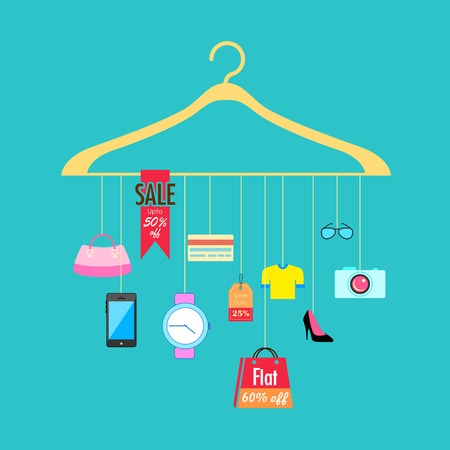 illustration of hanging from hanger showing saleのイラスト素材