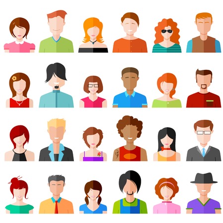 illustration of colorful flat design people iconのイラスト素材