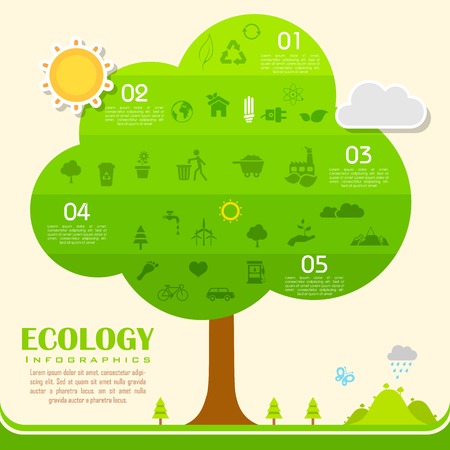 illustration of tree in environmental infographicのイラスト素材