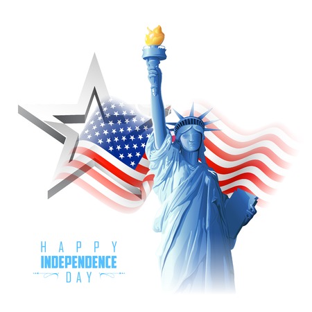 illustration of Statue of Liberty on American flag background for Independence Dayのイラスト素材