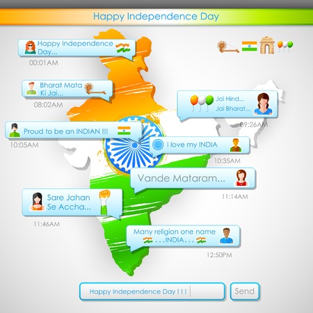illustration of Happy Independence Day message in social media applicationのイラスト素材