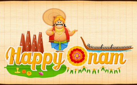 illustration of King Mahabali enjoying Boat Race of Kerla on Onamのイラスト素材