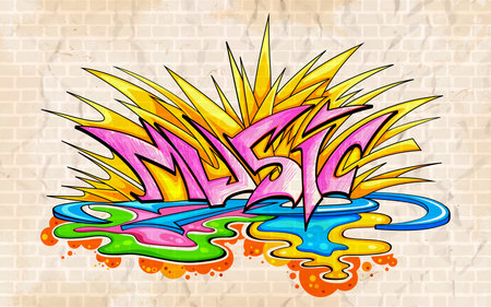illustration of music background graffiti styleのイラスト素材