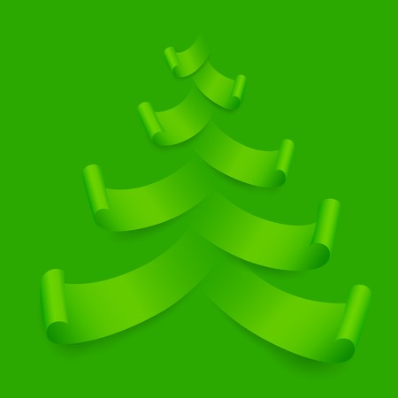 illustration of Paper Pine Tree on Christmas backgroundのイラスト素材