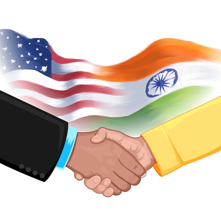 illustration of handshake showing India-America relationshipのイラスト素材