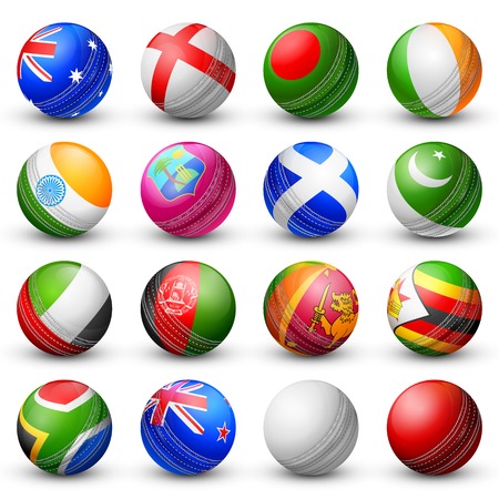 illustration of cricket bat of different participating countriesのイラスト素材