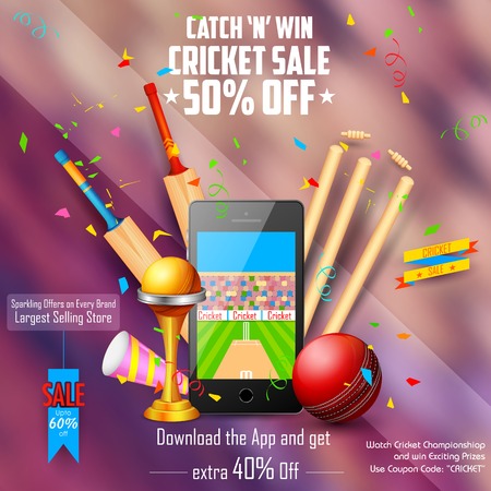 illustration of sale and promotion banner for cricket seasonのイラスト素材