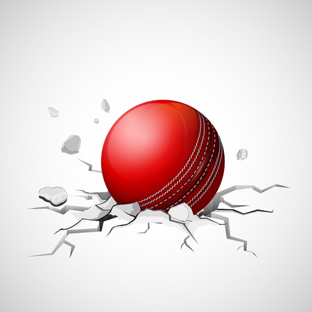 illustration of cricket ball falling on ground making crackのイラスト素材