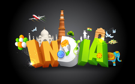 illustration of monument showing colorful culture of Indiaのイラスト素材