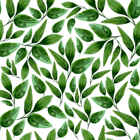 illustration of watercolor floral leaf seamless patternのイラスト素材