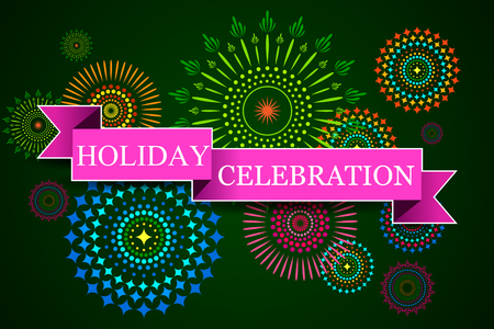 illustration of Happy Diwali background with diya and firecrackerのイラスト素材