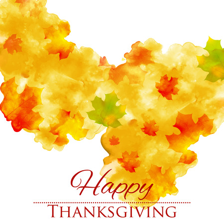 illustration of Happy Thanksgiving background with maple leavesのイラスト素材