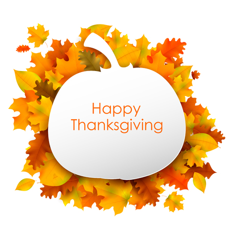 illustration of Happy Thanksgiving background with maple leavesのイラスト素材