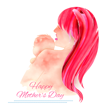 illustration of mother embracing child in Mother's Day Cardのイラスト素材