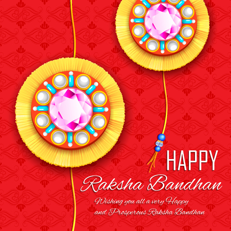 illustration of decorative Rakhi for Raksha Bandhan, Indian festival for brother and sister bonding celebrationのイラスト素材